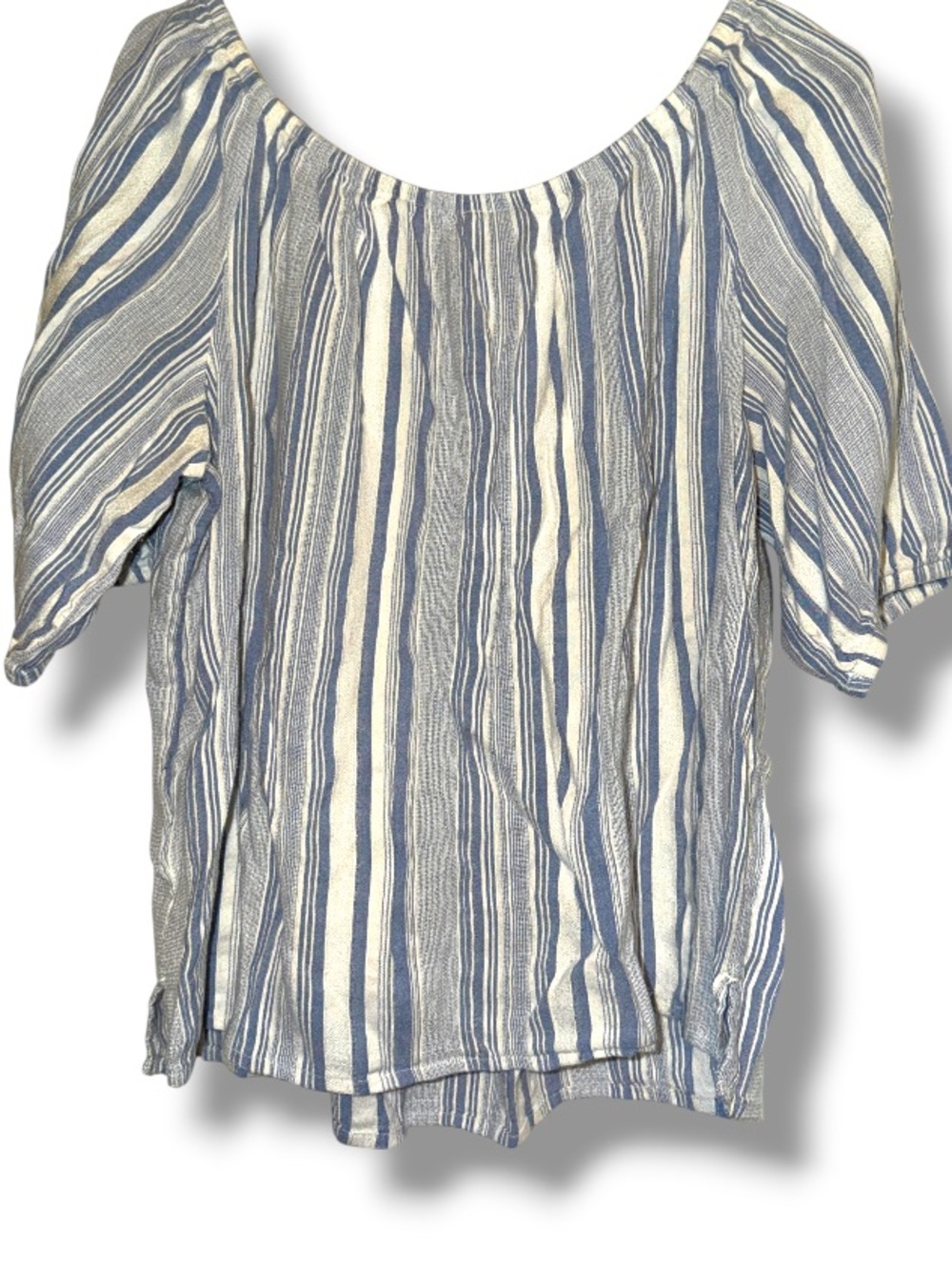 Ann Taylor LOFT Women’s Linen Blend Blouse Blue White Top Nautical